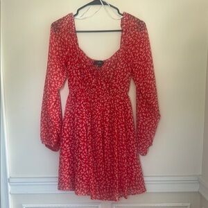 Lulus Red Floral Skater Dress | S